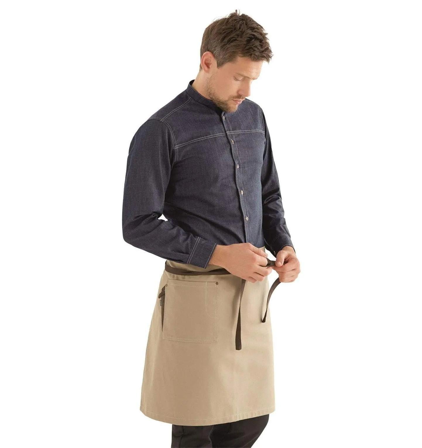 Kentaur 30360 Black/Brown Raw Bib Apron Kentaur