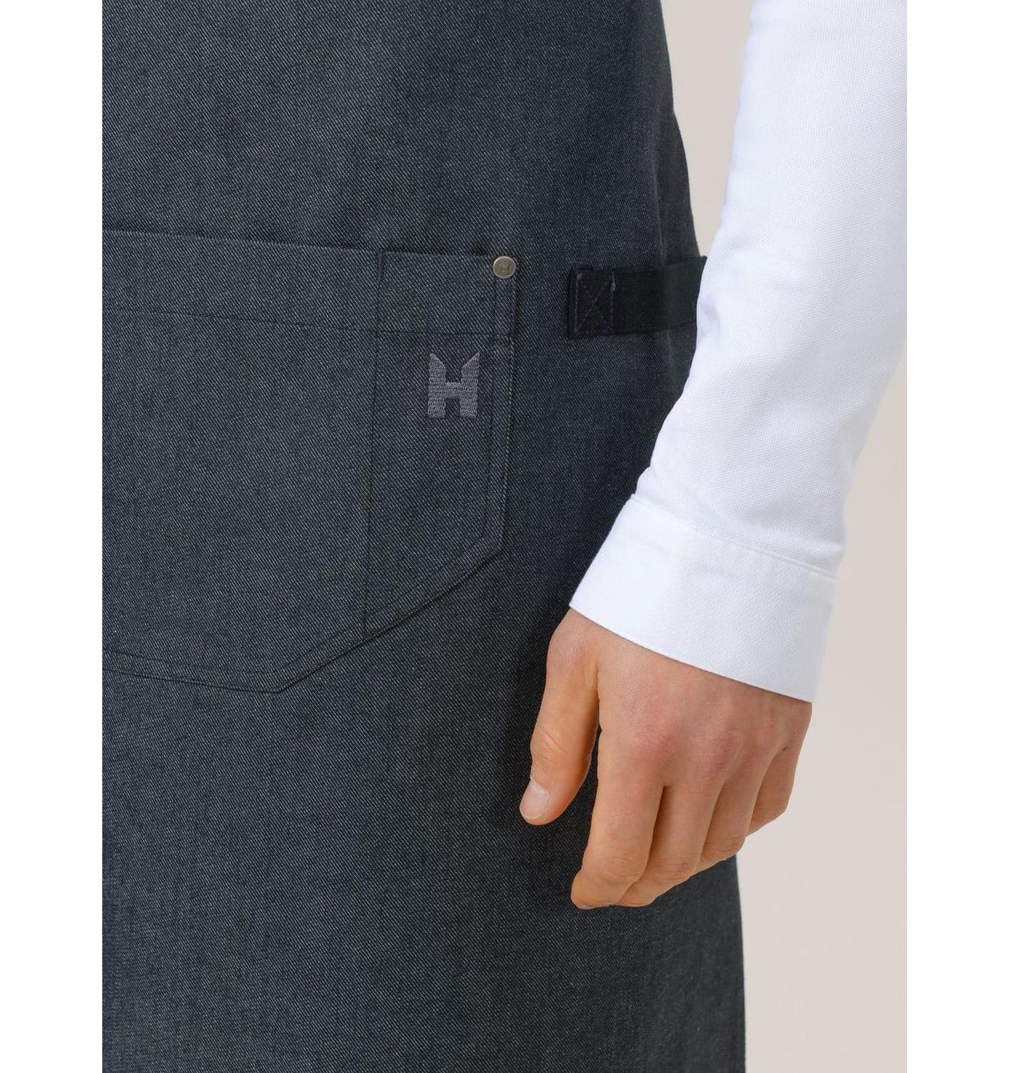 Le Nouveau Seattle'21 77x83 Bib Apron Heavy Black- pocket