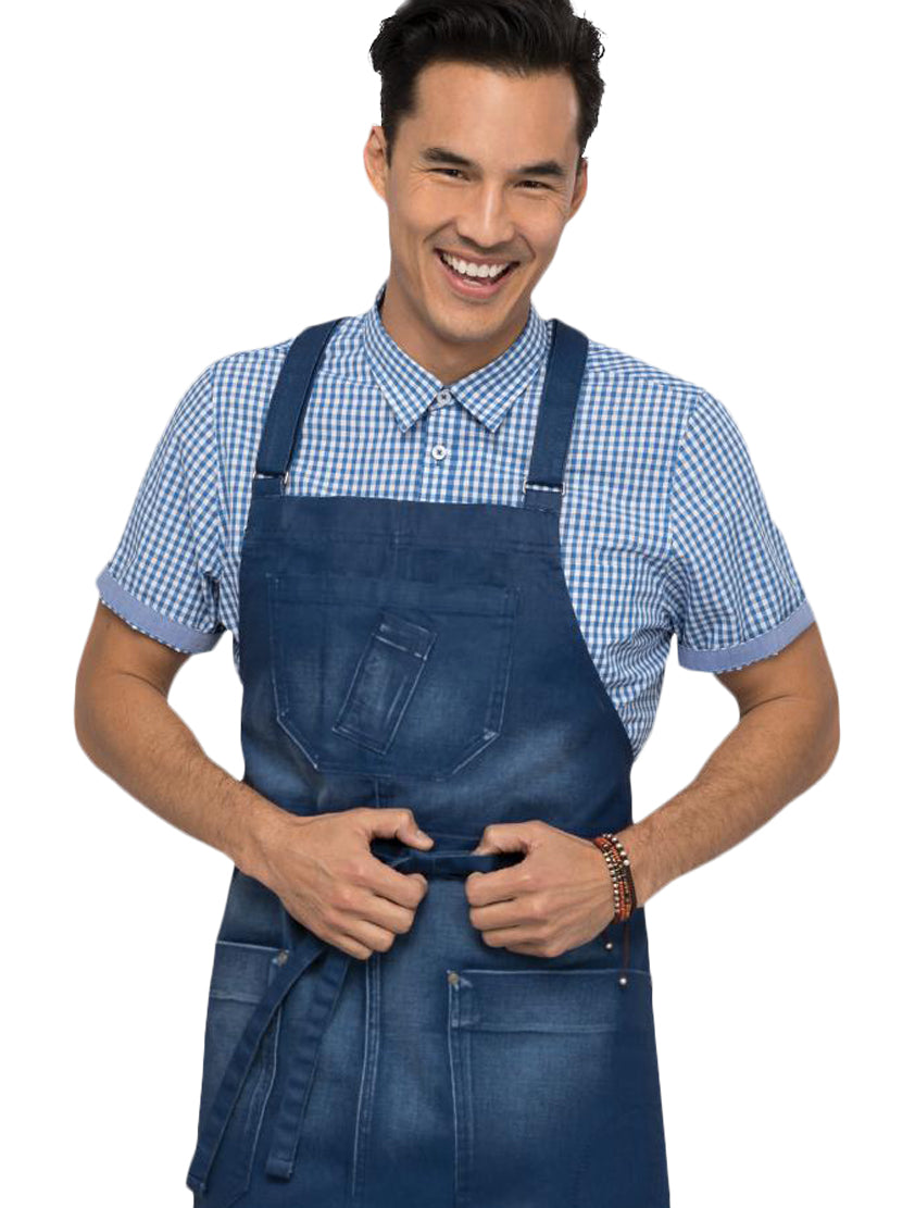 Chef Works Gingham Men's Button Down Modern Fit - Blue