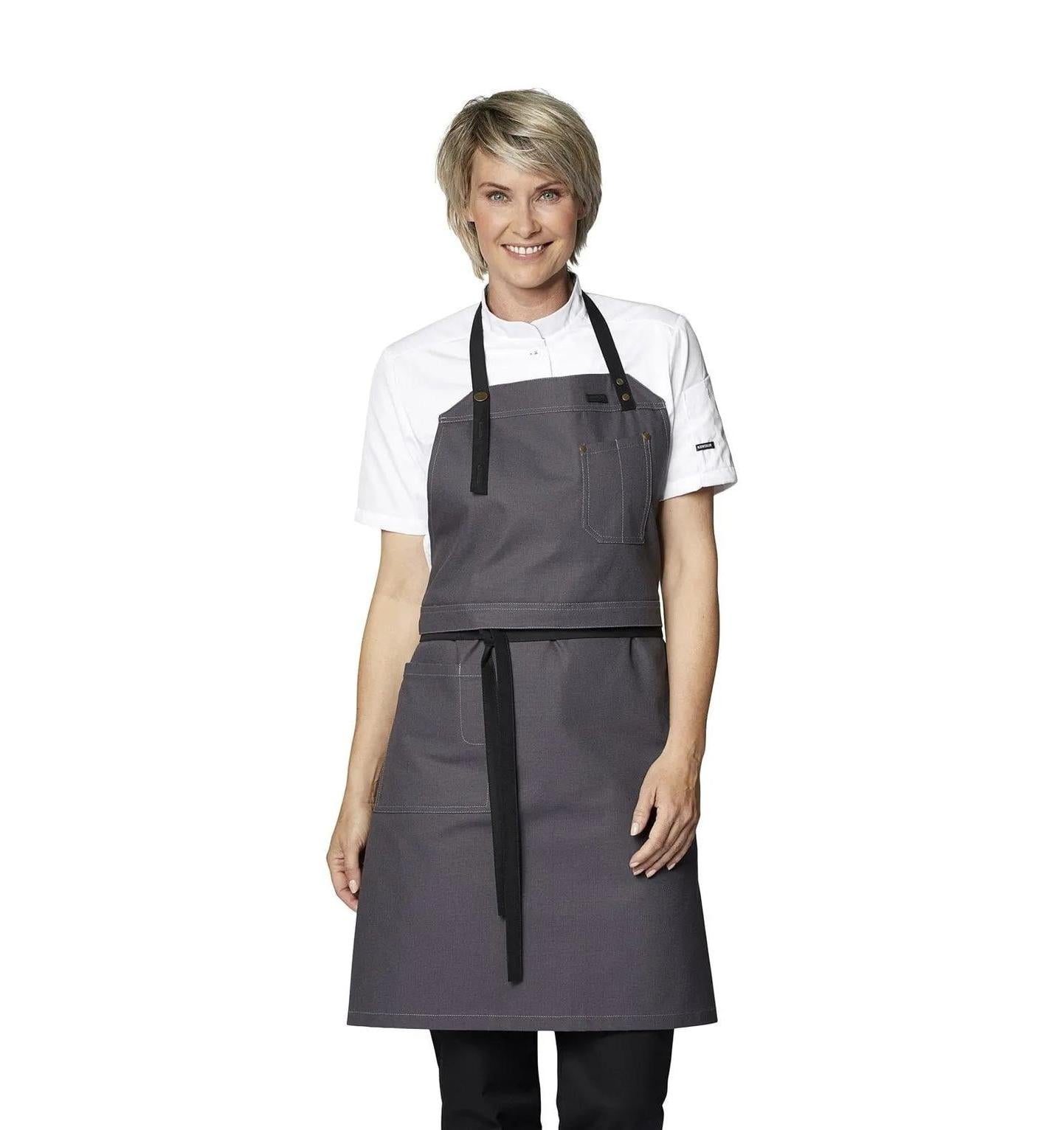 Kentaur 30360 Dark Grey Raw Bib Apron-2