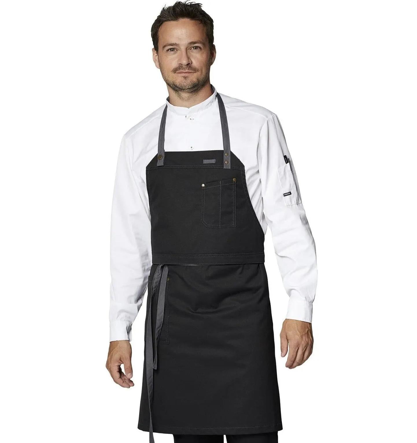 Kentaur 30360 Black Raw Bib Apron