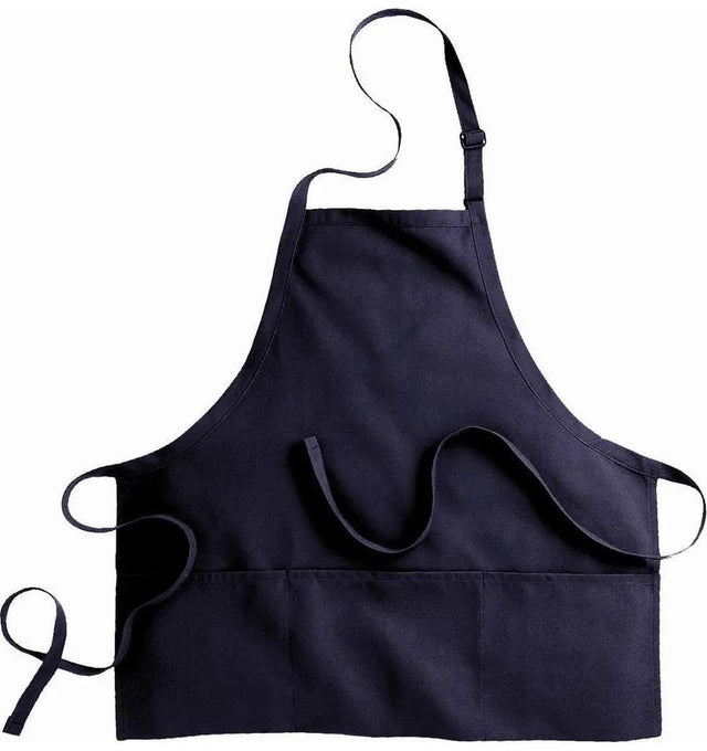 Bib Apron with 3 Pockets 24"L X 28" W Navy Open