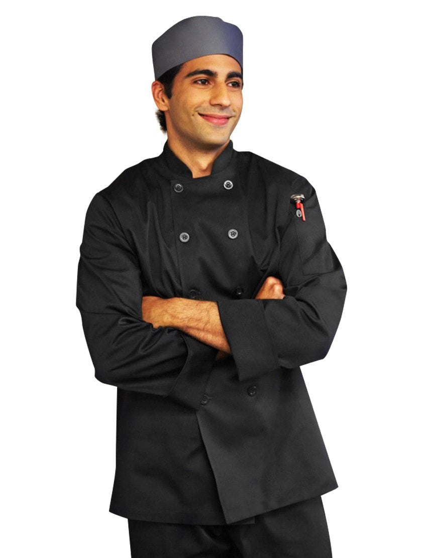 Chef Works Bastille Basic Chef Coat 201304 Black Front Profile