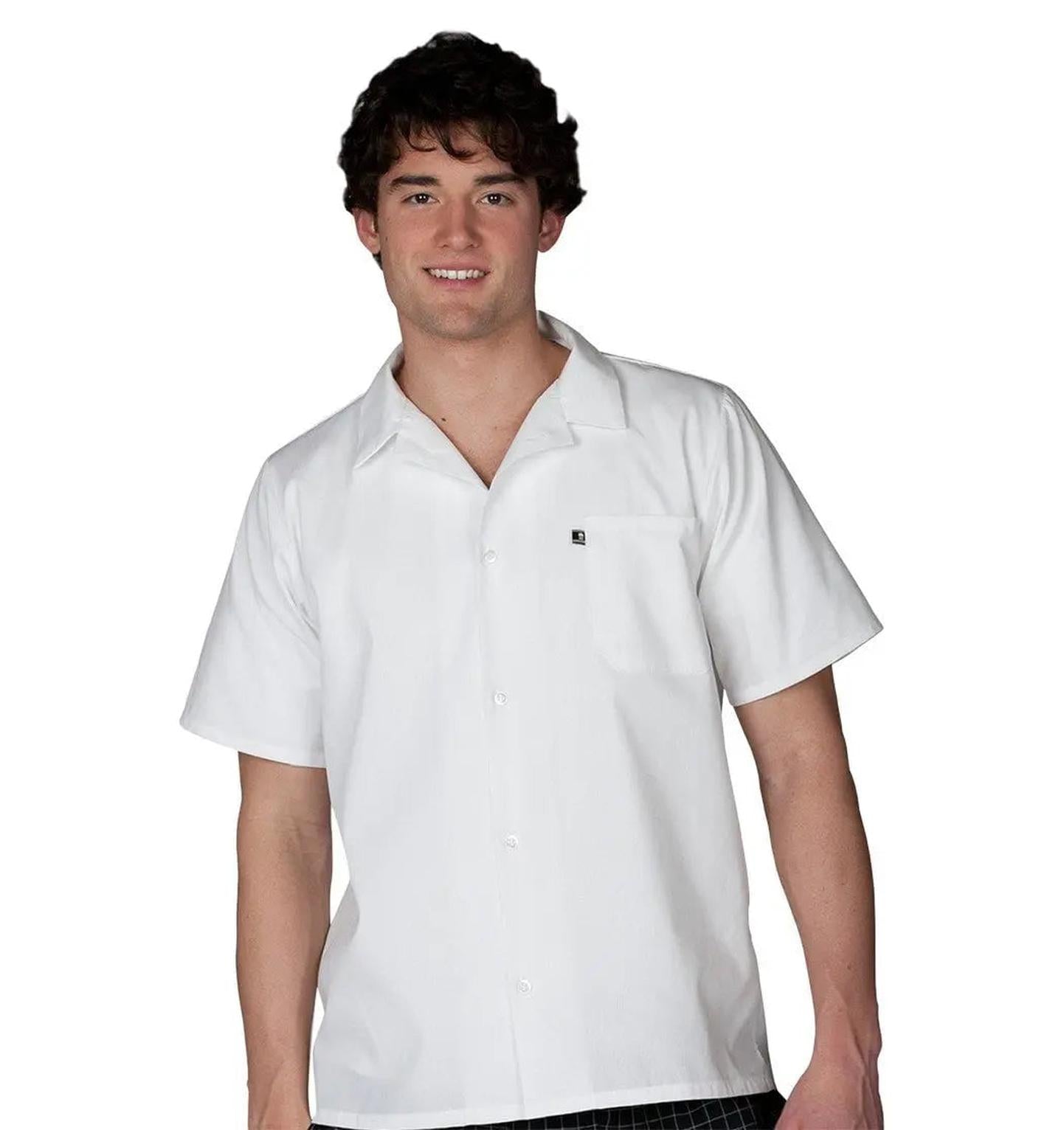 Edwards Button Front Utility Shirt White Front Profile