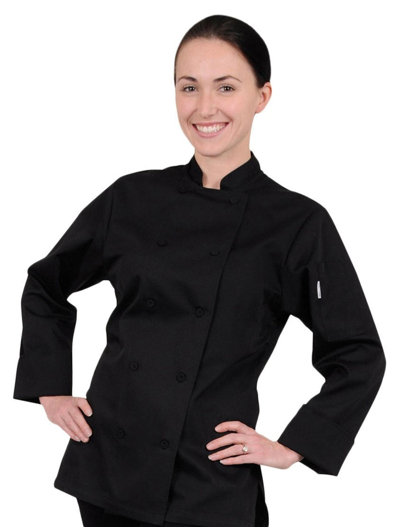 Marbella Women's Chef Coat Black Front Profile