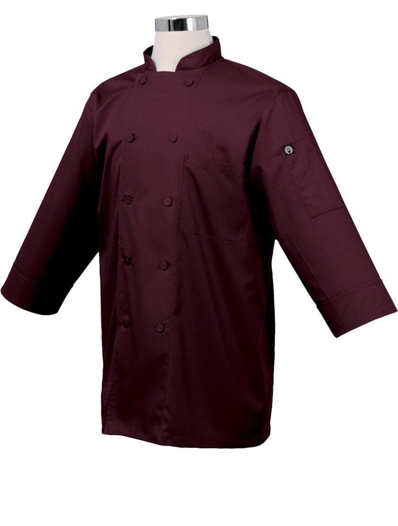 Basic 3/4 Sleeve Chef Coat Merlot