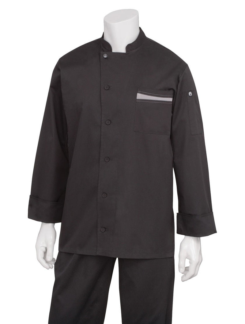 Lyss V- Series Chef Coat by Chef Works Black Front