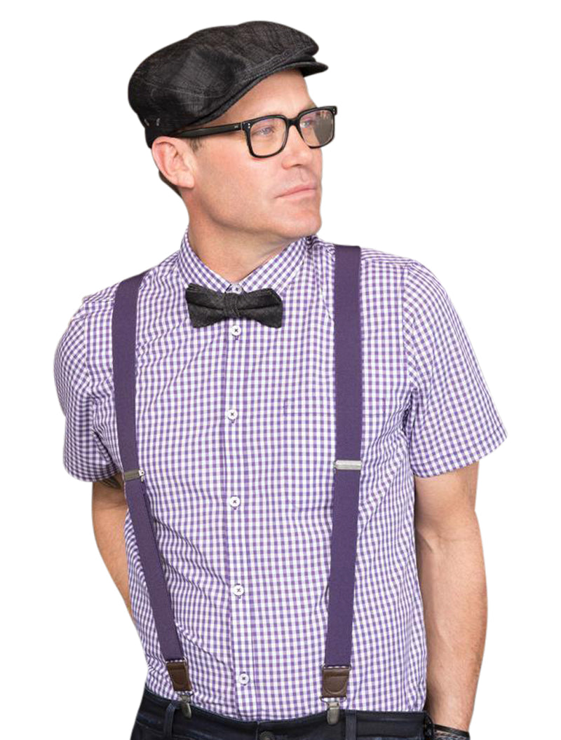 Chef Works Gingham Men's Button Down Modern Fit - Purple