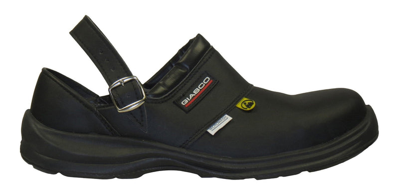 Giasco "Free" Semi Open-Back Leather Work Shoe Black Strap Up Right Side