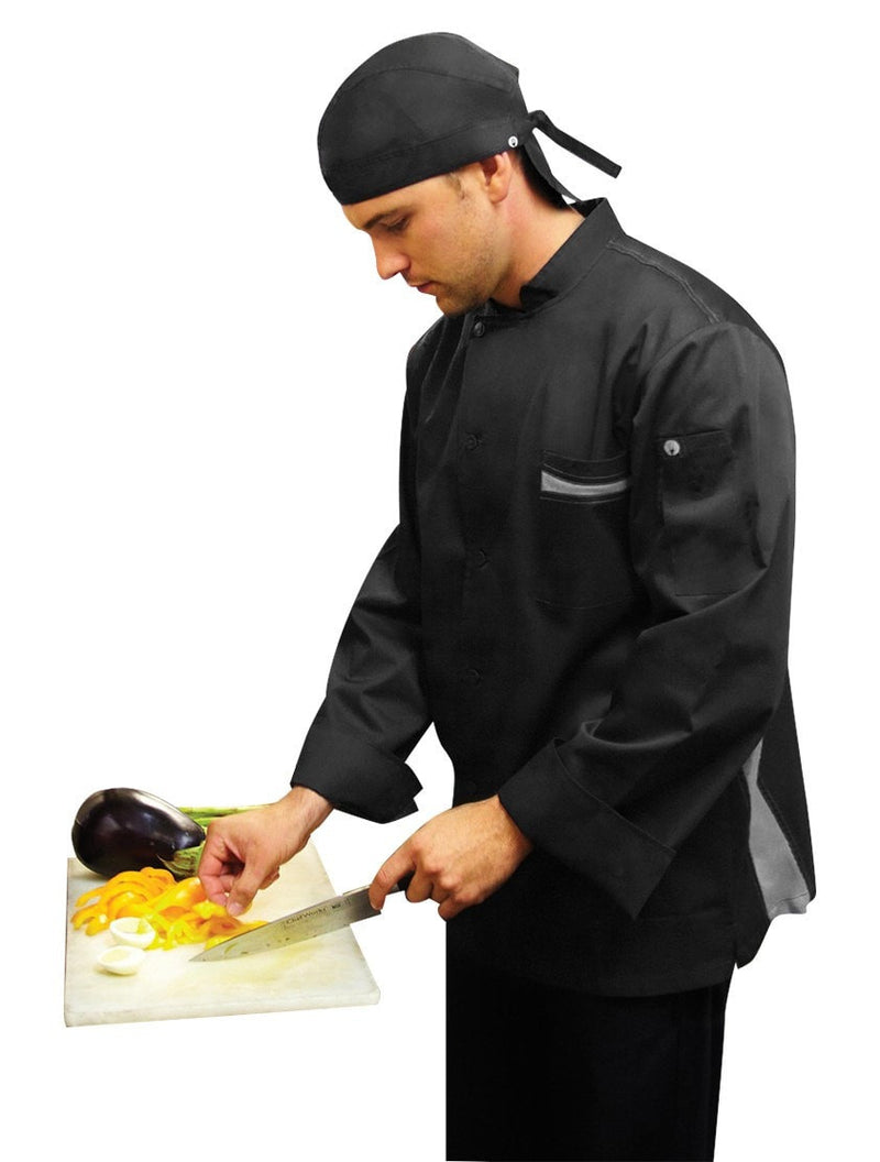 Lyss V- Series Chef Coat by Chef Works Black Side Profile