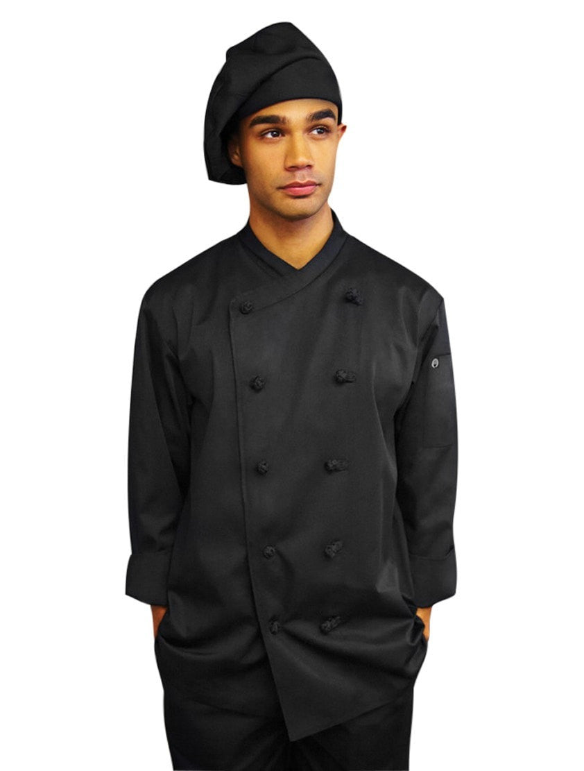 Chef Works Monpellier Basic Chef Coat Black Front Profile