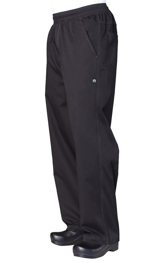 Basic Mens Baggy Lightweight Chef Pants by Chef Works Black Side