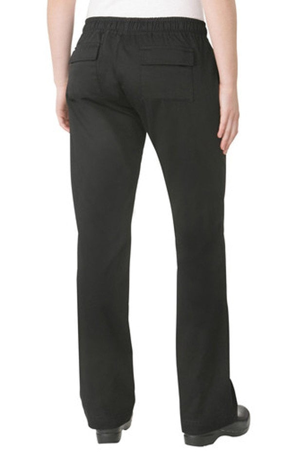 Chef Works Women's Black Chef Pants Back View