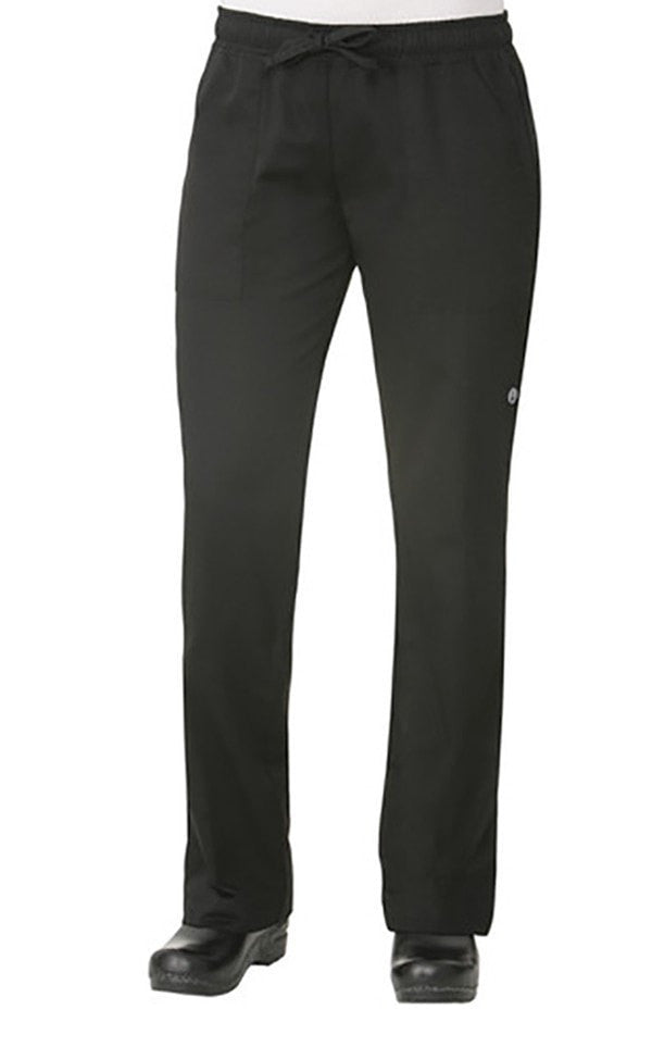 Chef Works Women's Black Chef Pants Front View
