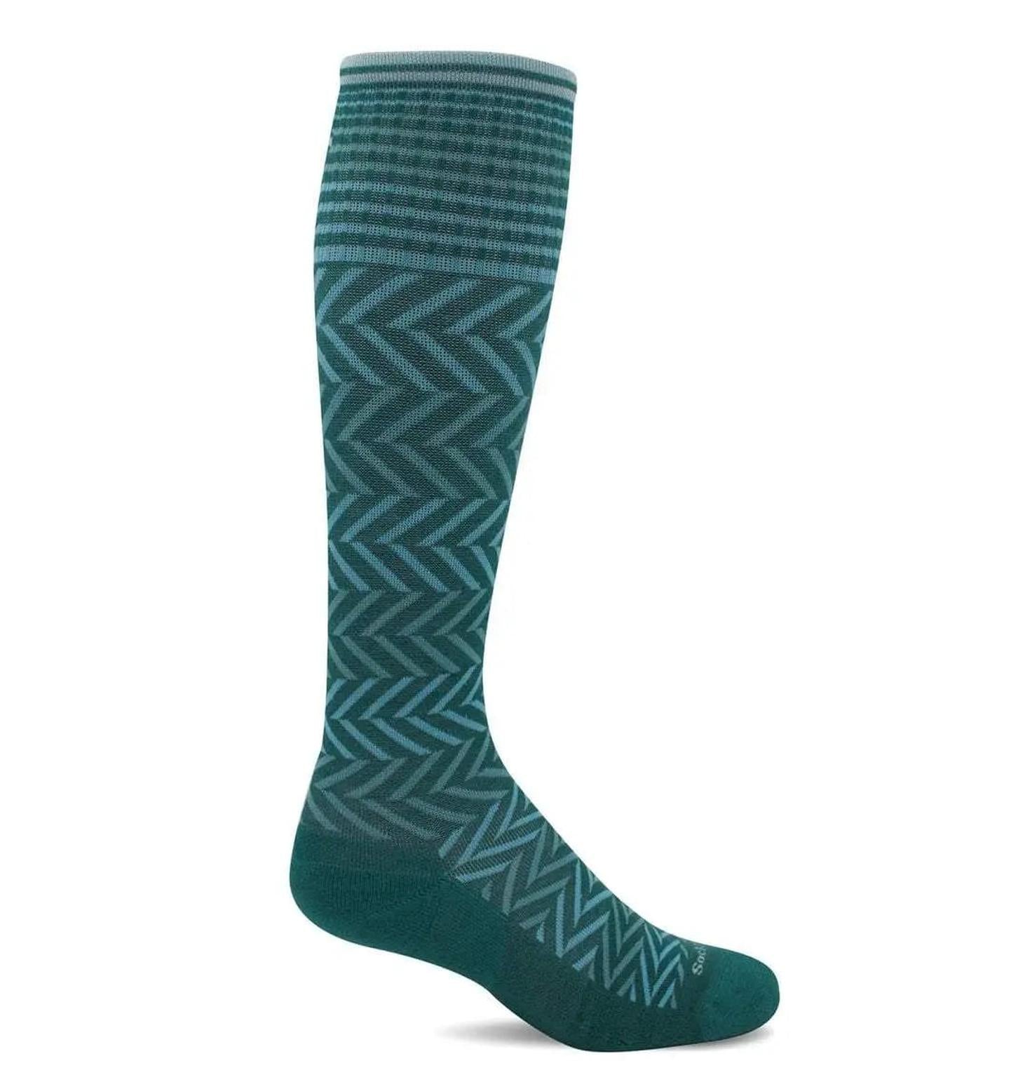 Women's Chevron Compression Socks-Jade