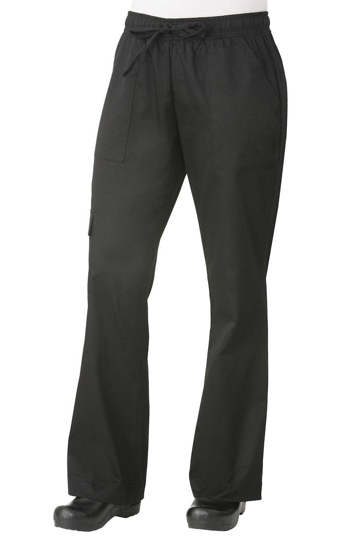 Cargo Women's Chef Pants by Chef Works Black Front