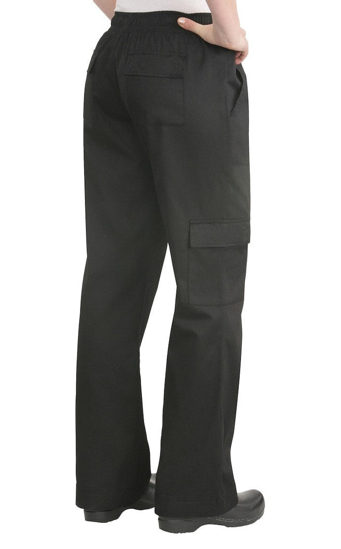 Cargo Women's Chef Pants by Chef Works Black Back Side