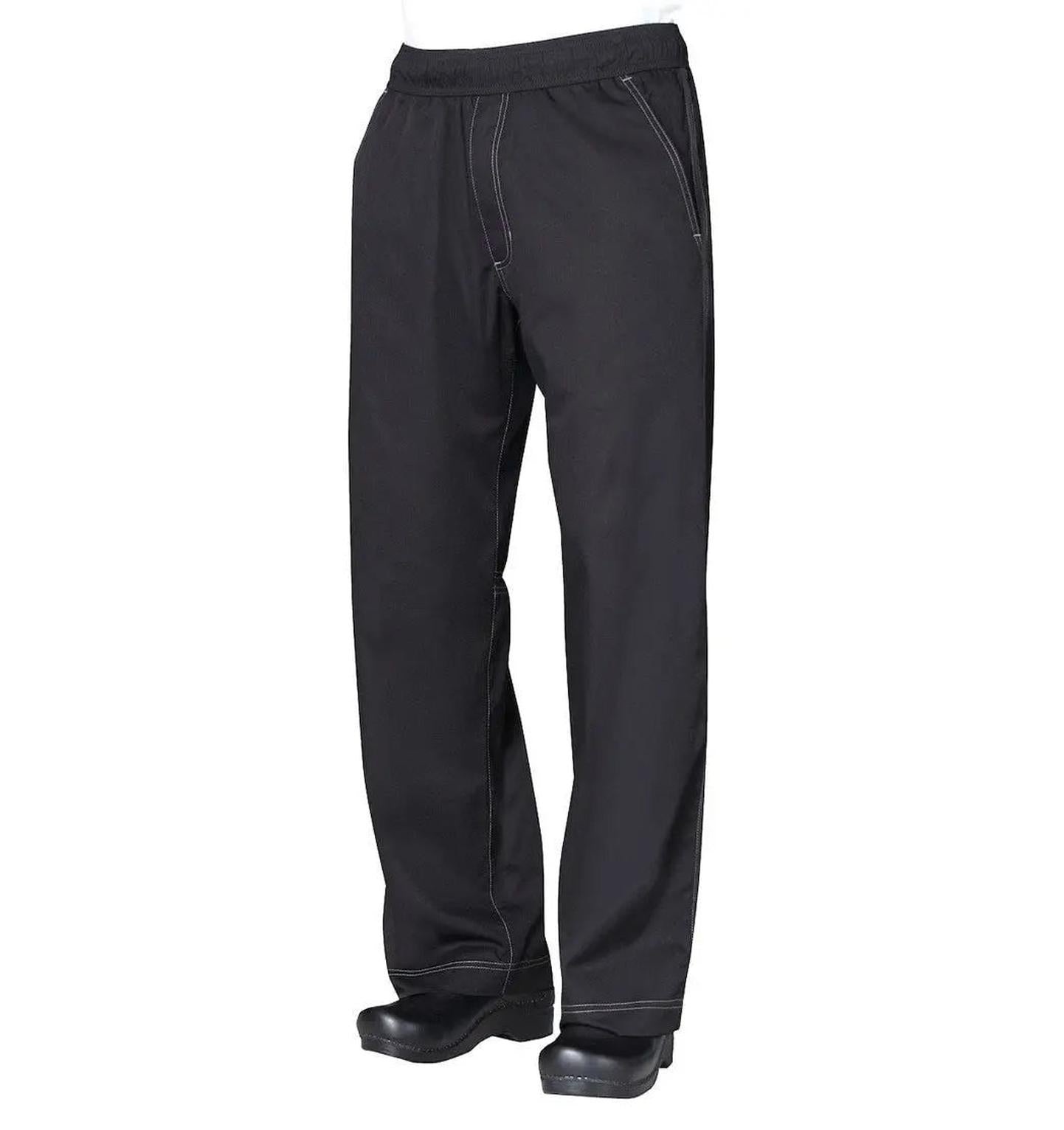 Cool Vent Mens Baggy Chef Pants by Chef Works Black Front