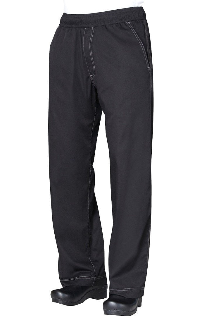Cool Vent Mens Baggy Chef Pants by Chef Works Black Front