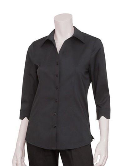 Chef Works Finesse Women's 3/4-Sleeve Shirt Black Front