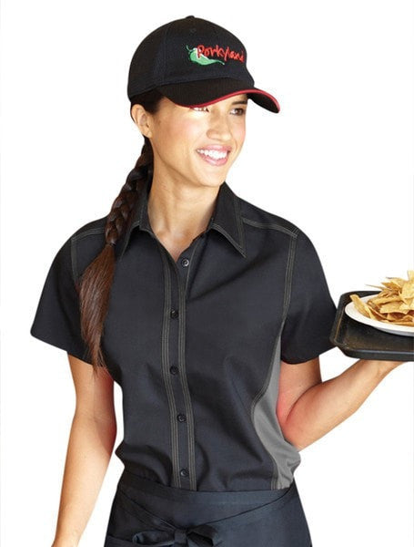 Chef Works Women's Universal Contrast Shirt Black/Grey