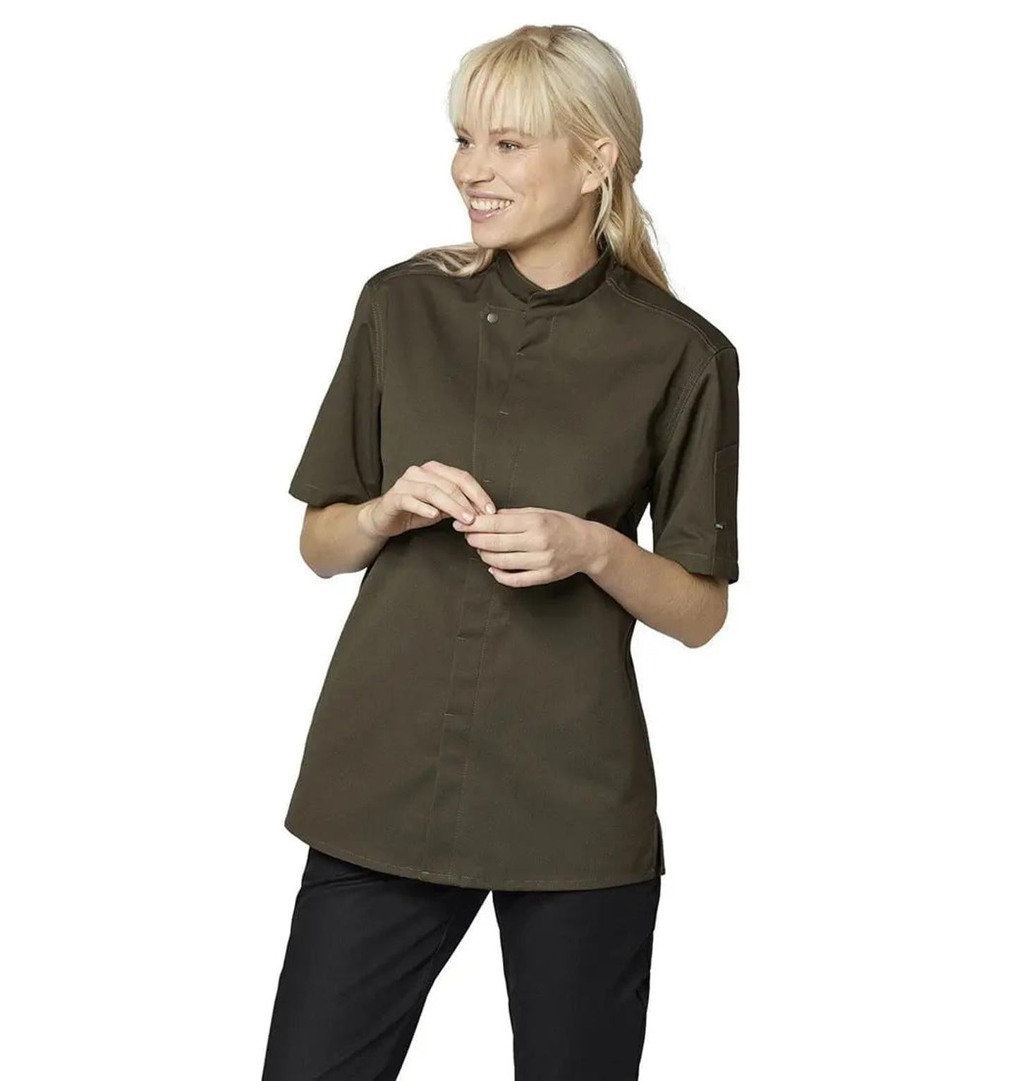 Kentaur 23516 Short Sleeve Chef/Service Jacket Front View olive