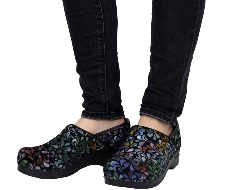 Sanita Plume Women's Printed Leather Multi Chef Clog - life style view