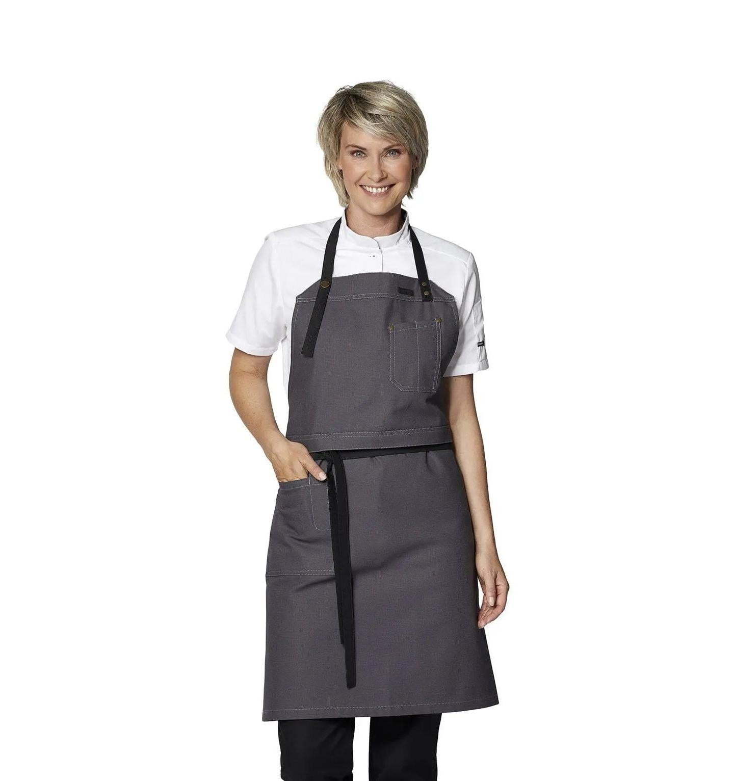 Kentaur 30360 Dark Grey Raw Bib Apron