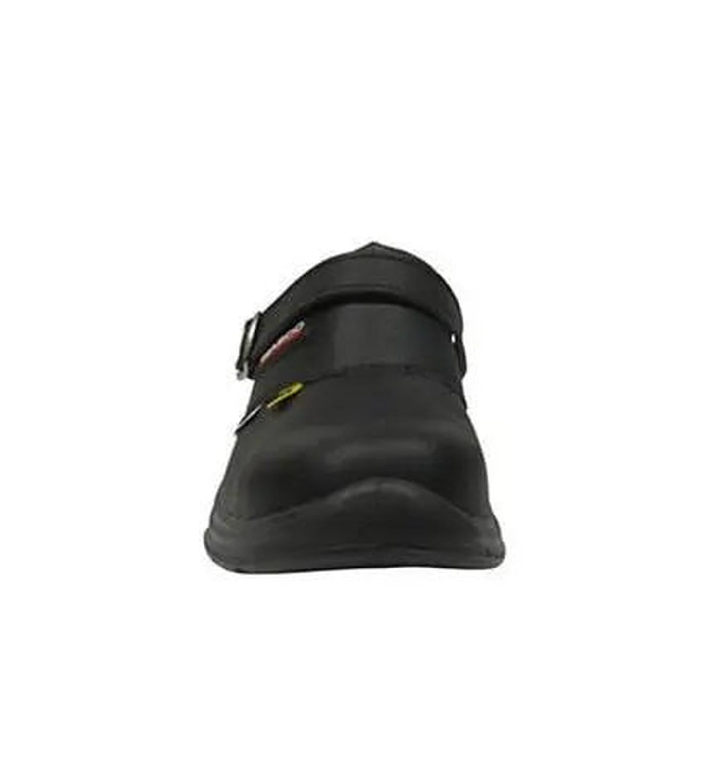 Giasco "Free" Semi Open-Back Leather Work Shoe Black Strap Up - Front