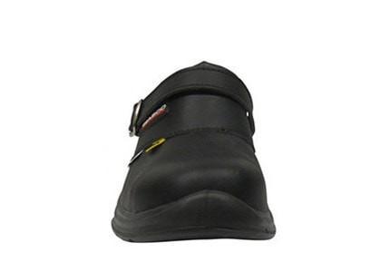 Giasco "Free" Semi Open-Back Leather Work Shoe Black Strap Up - Front