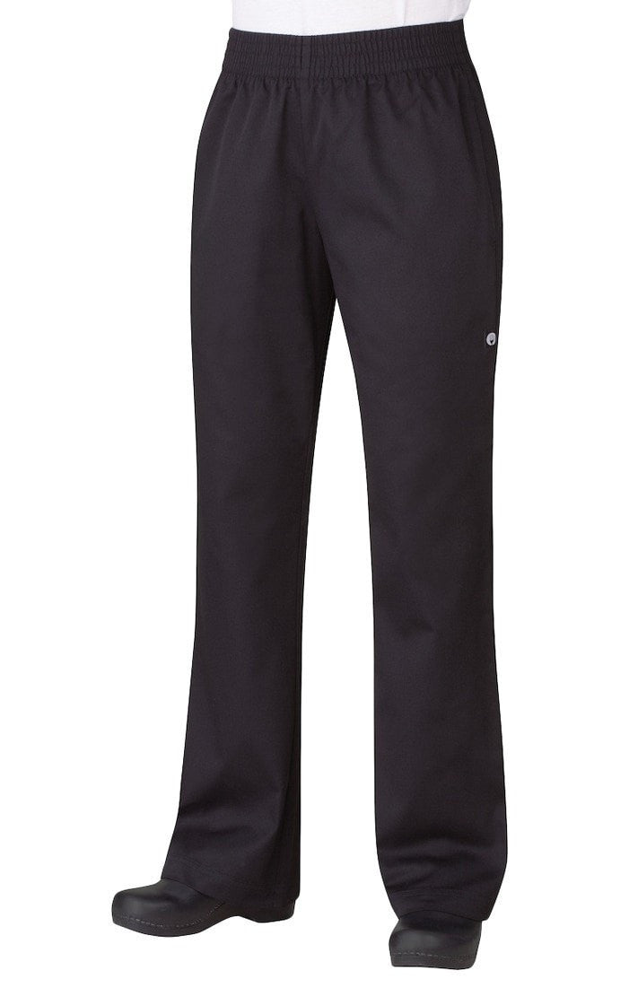 Women's Basic Baggy Pants by Chef Works Black Front