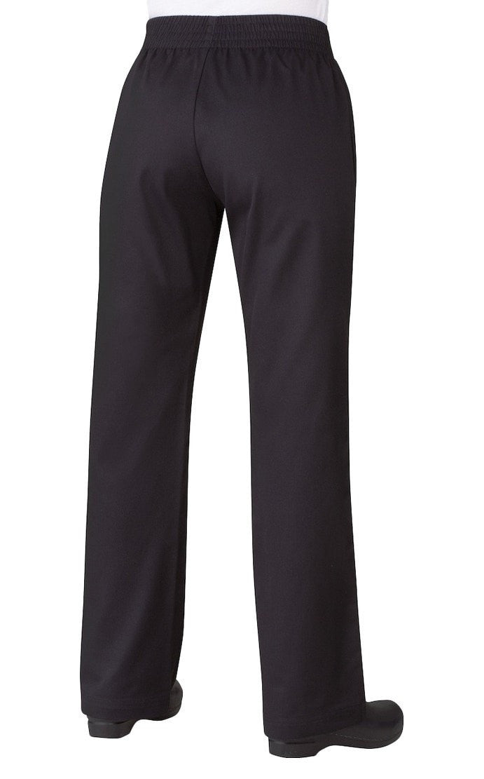 Women's Basic Baggy Pants by Chef Works Black Back