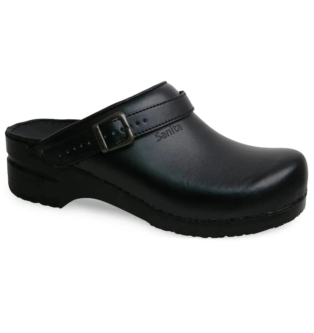 Sanita Women s Black Leather Chef Clog Fiumara Apparel