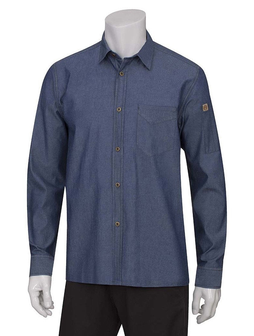 Chef Works Detroit Long Sleeve Shirt Blue Indigo