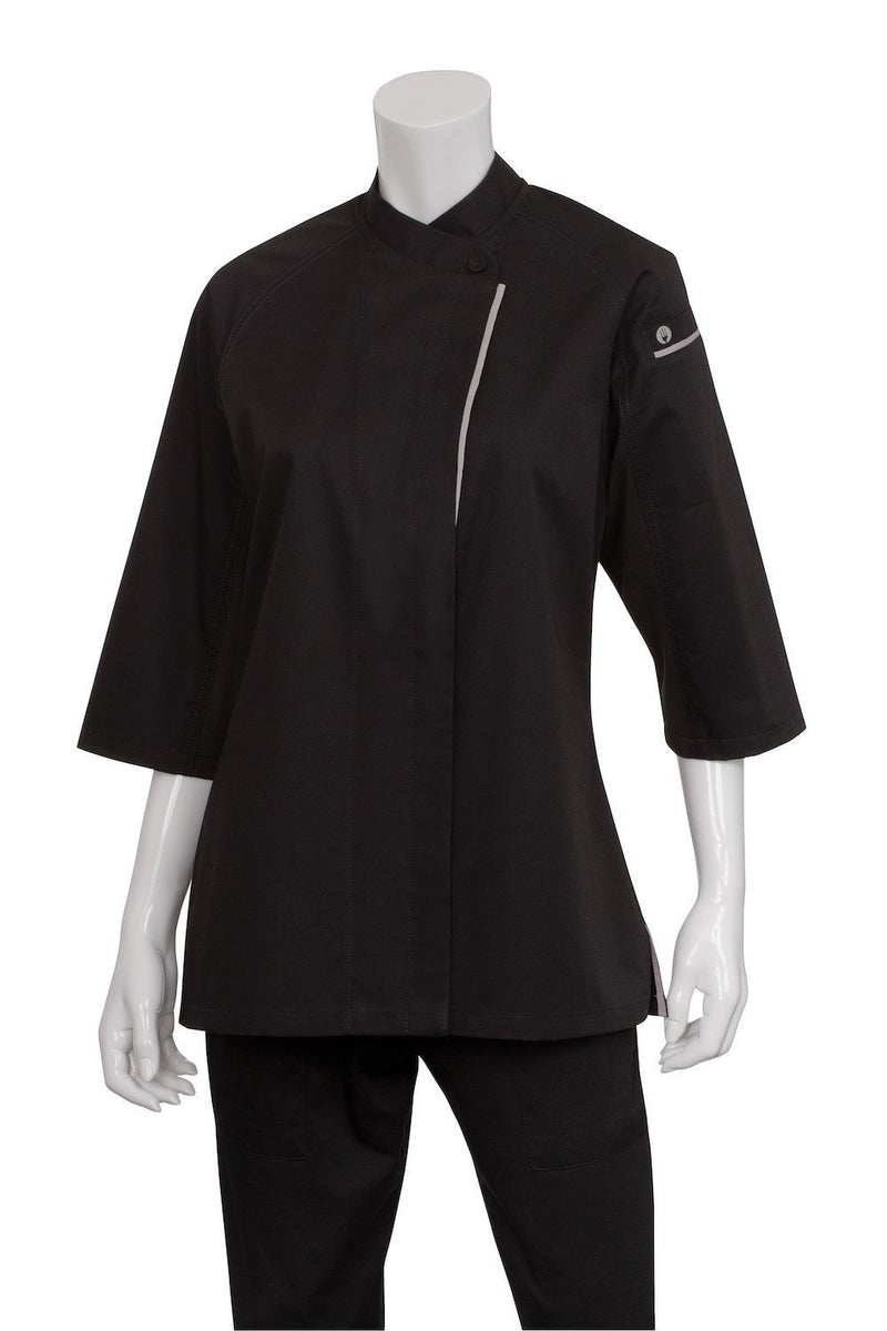 V-series Verona Women's Chef Coat by Chef Works Black Front